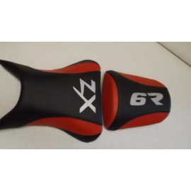 CUSTOM SEAT COVERS KAWASAKI ZX6R FRONT& REAR BLACK/RED/SILV