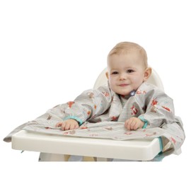 BIBaDO Coverall Weaning Bib - Toddler Baby Long Sleeve Bibs for Ages 6-36 Months Attaches to Highchairs Pushchairs Tables - Waterproof Machine Washable. Mess Proof Feeding BLW Bibs