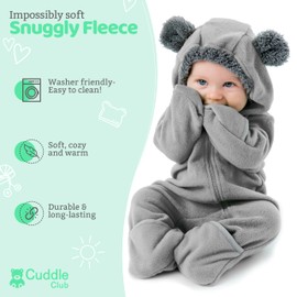 Fleece Baby Bunting Bodysuit – Infant One Piece Kids Hooded Romper Outerwear Toddler Jacket
