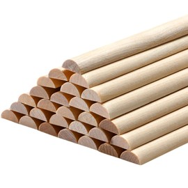 Tondiamo 50 Pcs Wooden Dowel Rods, Split Wood Dowel Unfinished Half Round Wooden Rods for Crafts DIY Feature Wall Log Cabin, Hobby Wood Products (18inch x 3/8inch)