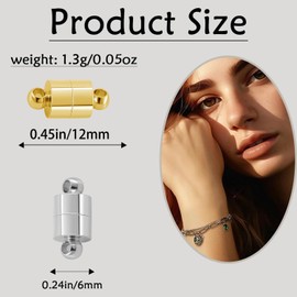 Cierres y cierres magnéticos de collar, cierres magnéticos para hacer joyas, plata 925, paquete de 20 convertidores de collares y pulseras (12 piezas plateadas)