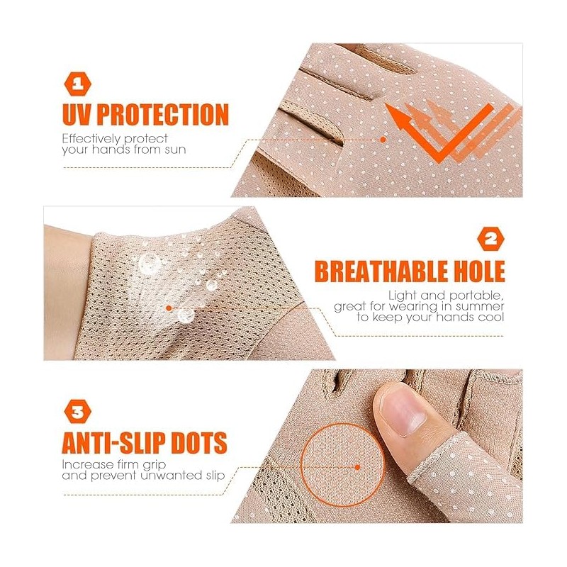 Women Sunblock-Fingerless Gloves UV-Sun-Protection Driving Non-Slip Gloves
