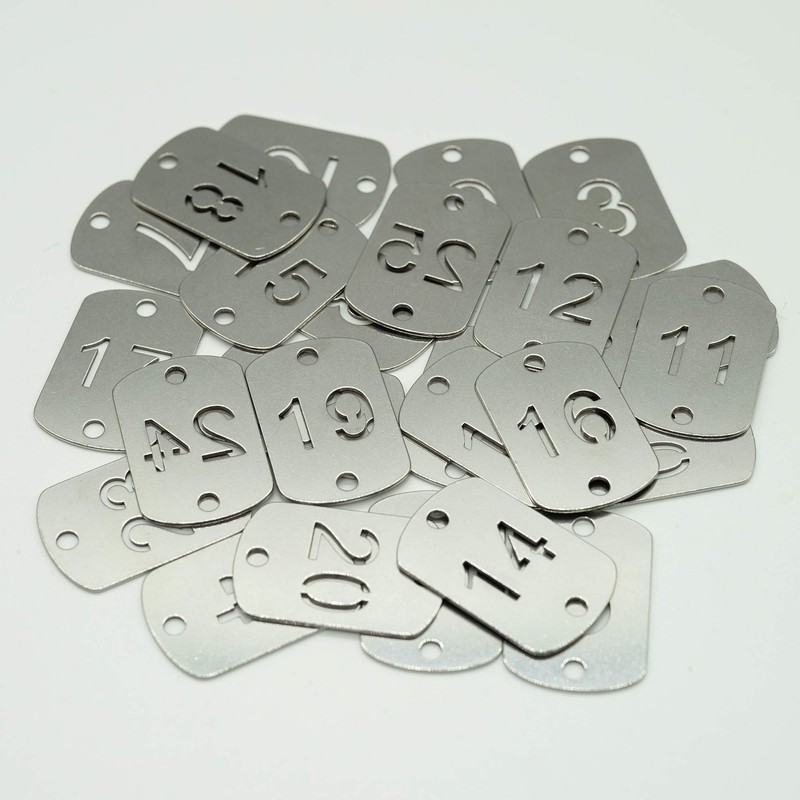 Rectangular Hollowed Stainless Steel Number Tags Key Tags with Two