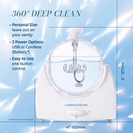 Connoisseurs LaSonic Diamond Dazzler, Personal-Sized Sonic Diamond Ring Cleaner, With Diamond Dazzle Jewelry Cleaner Cloth, Includes 1 Fl. Oz. of Dazzle Drop Concentrate, USB or Cordless Power Options