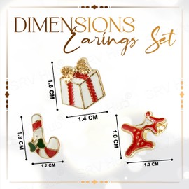 Xmas Metal Ear Piercing 3Pairs | Holiday Stud Earrings Jewelry Set for Women Girls | Ear Accessories Xmas Gifts for Kids and Adults