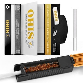 10 Premium Slim Long Paper+Tips,10 Heftchen a Blatt+32 Tips Zigarettenpapier,Stopfmaschine,Gelb(10x32/32)