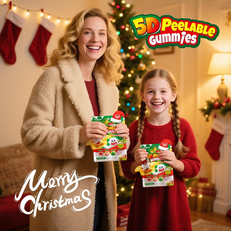 COKOC Christmas 5D Peelable Gummy Candy – Mixed Fruit Flavored