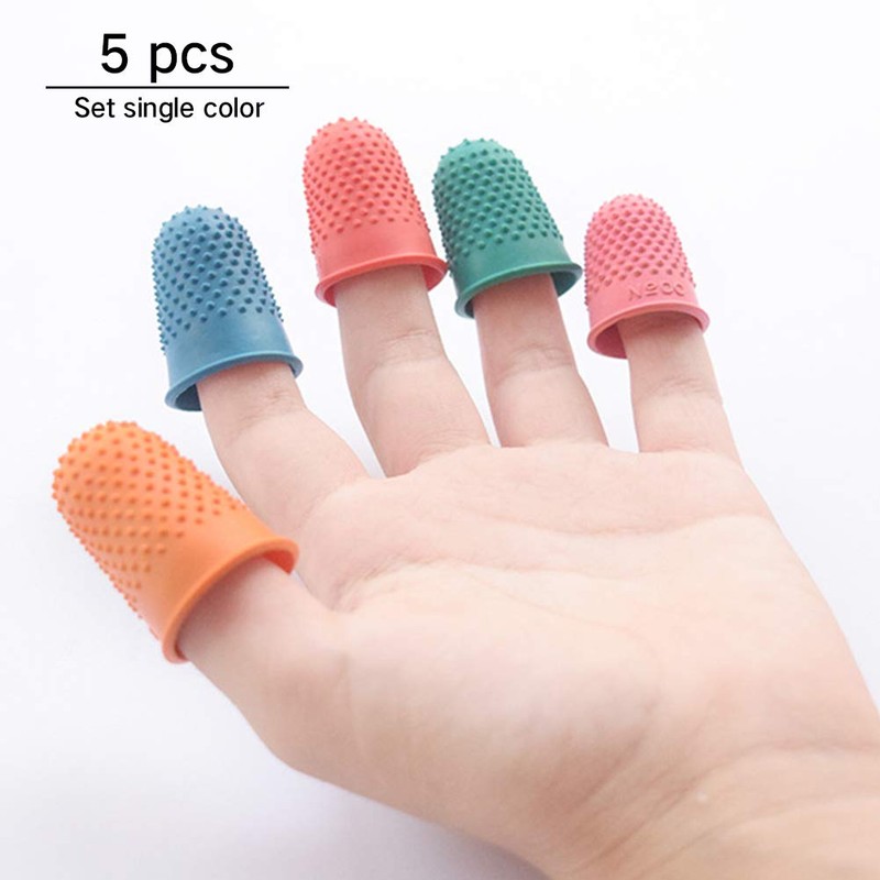 AUMACHEN Thimble Protectors 5Pcs, Finger Protectors, Rubber Fingers Thimble Guard