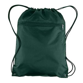 BagzDepot Durable Polyester Drawstring Bag with Front Zippered Pocket