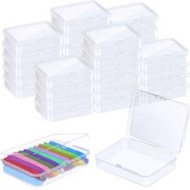 Dcocdeely 16 Pcs Plastic Crayon Box, Mini Plastic Storage Containers with Lid, 4.5x3.4 Inches Clear Rectangle Box Small Storage Boxes for Crafts, Jewelry Beads, Office Supplies