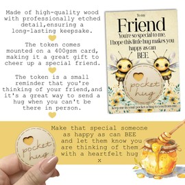 Maise & Rose A Little Pocket Hug Token For Friend | Friend Cheer Up Gift | Thinking Of You Hug Gift | Friend Birthday Gift | Little Pocket Hug Bumble Bee Friend Gift | BTKF