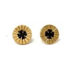 Tory Burch Britten Enamel Pleated Wheel Stud Earring (Black)