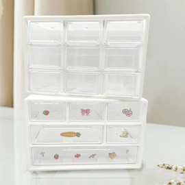 2pcs Mini Drawer Organizer,Dustproof drawer style storage box,Vanity in Home Or Office, Removable Drawers for DIY Crafts, Art Supply, Office Supplies and Jewelry (Beige,6,9)