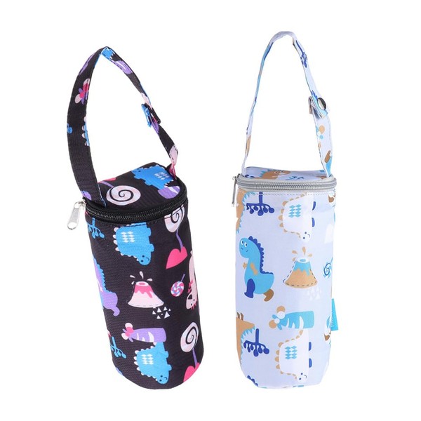 HEALLILY 2pcs Insulated Baby Bottle Bags, Portable Breastmilk Storage Tote Thermal Feeding Pouch Holder Travel Carrier, Keeps Baby Bottles Warm or Cool