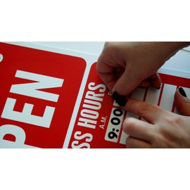Open Closed Sign Business Hours Notice Storefront for Glass Door Window Hours of Operation 8 inches wide x 13.5 inches tall Durable Plastic Store Shop Salon Office Grocery Signs