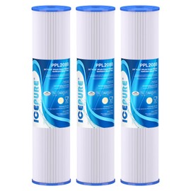 ICEPURE 20" x 4.5" Whole House Water Filter, 5 Micron Pleated Sediment Water Filters Replacement Cartridge for Well Water, Compatible with ECP5-BB, AP810-2, SPC-45-1005, CP5-BB, ECP1-20BB, 3 PACK