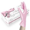 ASKON Unigloves Unigloves Fancy Rose Nitrile Gloves, Shiny Pink, Disposable