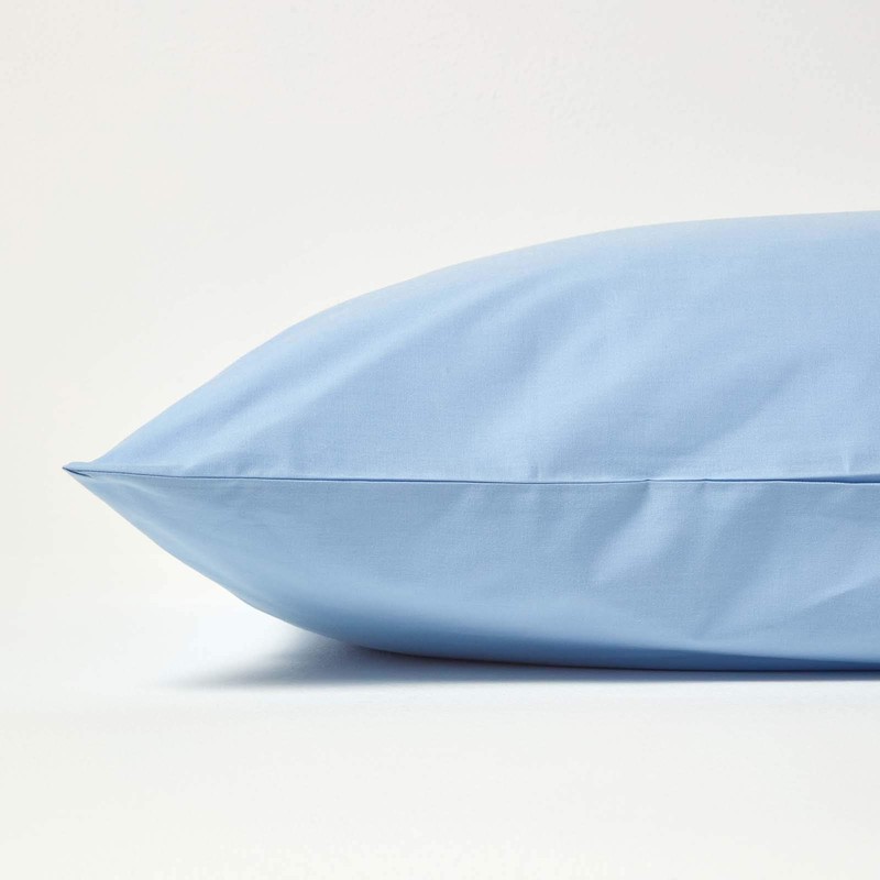 HOMESCAPES Percale Cushion Cover 40 x 80 cm, Blue, Cushion
