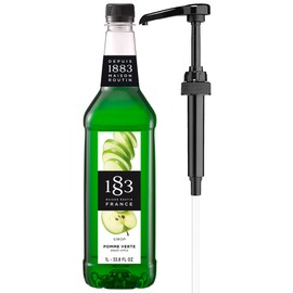 1883 Green Apple Syrup with Pump for Hot & Cold Drinks - 1 Liter 33.8 Ounces
