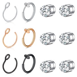 Briana Williams Fake Nasenring Falsche Septum Nasenstecker Magnet Magnetisch Nasenpiercing Stecker Ring Edelstahl Gold Piercing