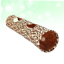 Ipetboom Cat Tunnel Tube with Leopard Print Plush Toy for Indoor for Space-Saving Fun Plaything with Crinkly Paper for Kittens and Pets