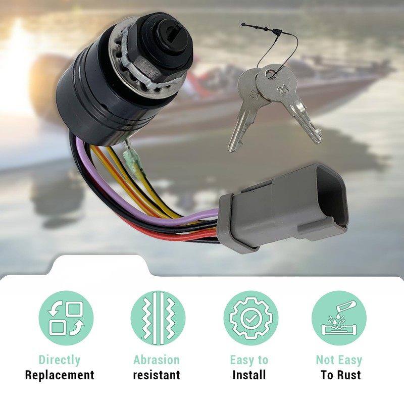 129572 Ignition Switch with 2 Key, 3 Position 6 Wire