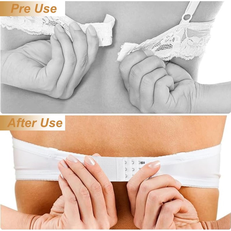 Hantoc 3 Pieces Bra Extender Elastic Bra Extension 3 Hooks