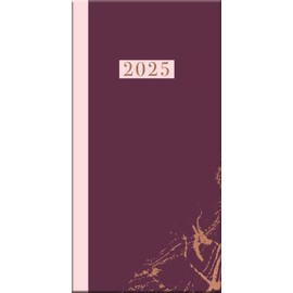 2025 Stylish Purple Marble Design Slimline Pocket Hardcover Diary Week to View Planner Home Office