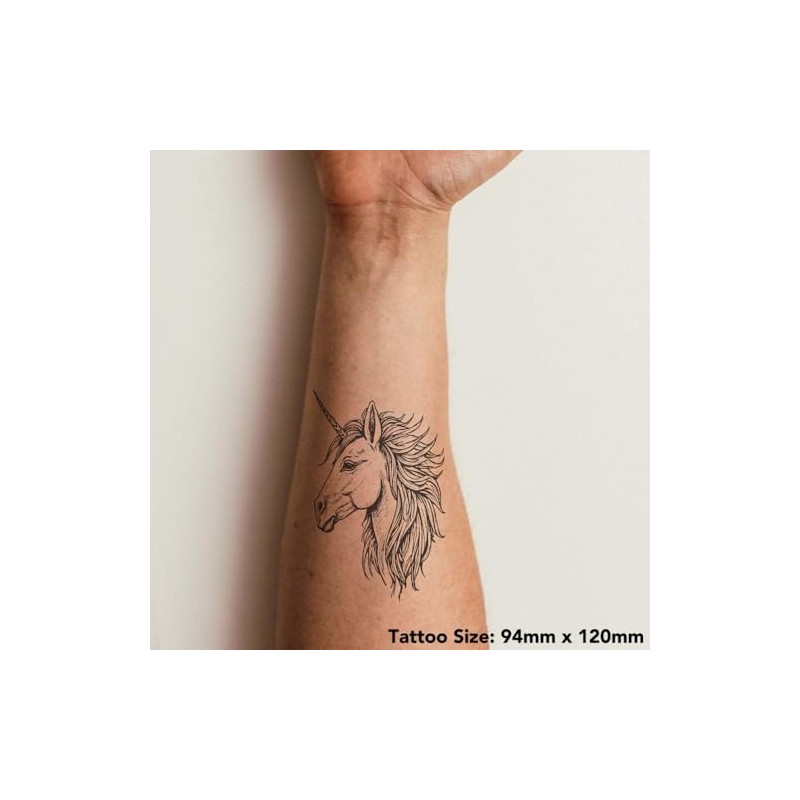 'Unicorn Mane' Temporary Tattoo - Water Resistant, Skin-Safe, Non-Toxic Transfer