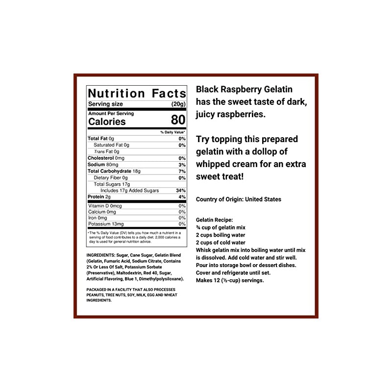 Black Raspberry Gelatin - 2 Lb Container - (32 Oz)