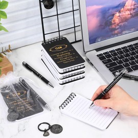 Fulmoon 80 Pcs Employee Appreciation Gifts Set Include Notepad Pen Thank You Keychain Organza Bag, Going Away Retirement Birthday Christmas Team Gift for Member Coworker Staff(Black)
