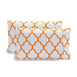 Elegant Comfort Luxury Ultra-Soft 2-Piece Pillowcase Set 1500 Thread Count Egyptian Quality Microfiber Double Brushed Wrinkle Resistant, King Size, Quatrefoil Pattern, Orange