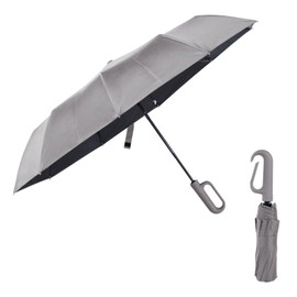 Ring Buckle Umbrella,Compact Folding Travel Umbrella for Rain & Sun, Automatic Open Close,10 Ribs, Portable Umbrellas for Men and Women (Gray, 23")