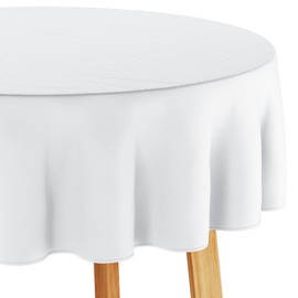 Filumi Tablecloth 100 x 100 cm Round White Washable for Indoor Outdoor Geometric Zigzag Pattern Verte