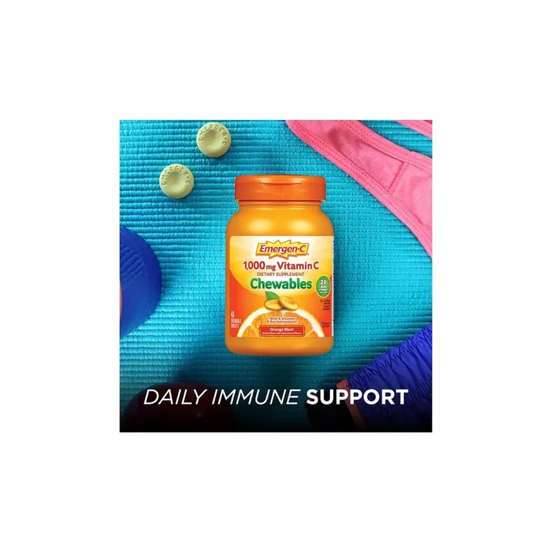 Vitamina C Emergen-C Naranja, Comprimidos Masticables de 1000 mg con