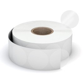 Misofuki 1000 etiquetas adhesivas transparentes de 1 pulgada, sellos de sobre redondos blancos