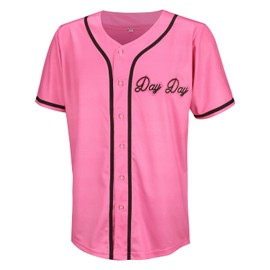 Men's Pinky's Next Friday Movie Baseball Jersey Day Day CD Store Sports Fan Hip Hop Jerseys Stitched (XL, Logo Pink)