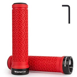GPMTER Bike Handlebar Grips, Single Lock-on Bicycle Grips Handle Bar End Holding Locking Grips, for BMX, Mountain, MTB, Cruiser, Folding Bike, Soft Non-Slip-Rubber Rubber Hand Grip Red