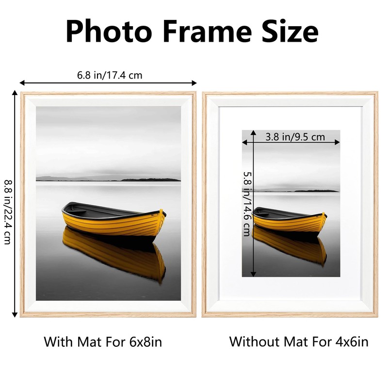 Baoee 8x6 Oak White Two Tone Picture Frame with 6x4