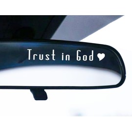 2 x Trust In God Car Rearview Mirror Decal, Water Bottle Stickers, Affirmation Reminder Sticker, Laptop Sticker, Tumbler Vinyl Sticker Car Mirror Decal Christian Car Accessories (White)