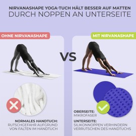 NirvanaShape Yoga Handtuch rutschfest | Hot Yoga Towel mit Antirutsch-Noppen | hygienische Yogatuch-Auflage für Yogamatte [ 185 x 63 cm ]