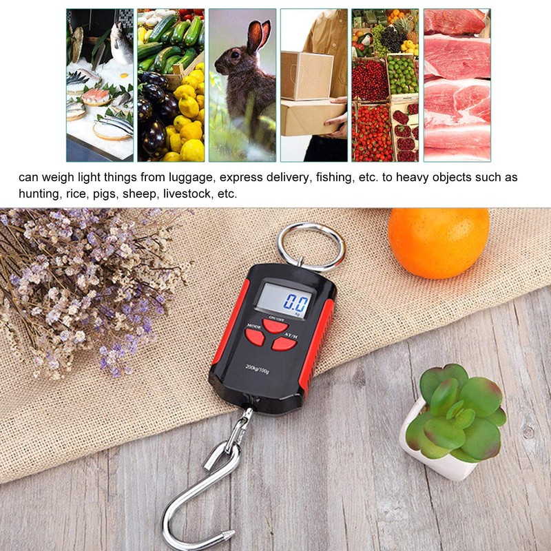Electronic Scales with Hooks, 200 kg Portable Digital LCD Display