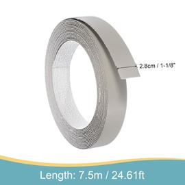 sourcing map Edge Banding, 1 1/8 Inch x 24.61ft Pre-Glued Wood Veneer Edging Iron-on Flexible Edge Banding for Cabinet Repair Furniture Restoration, Khaki