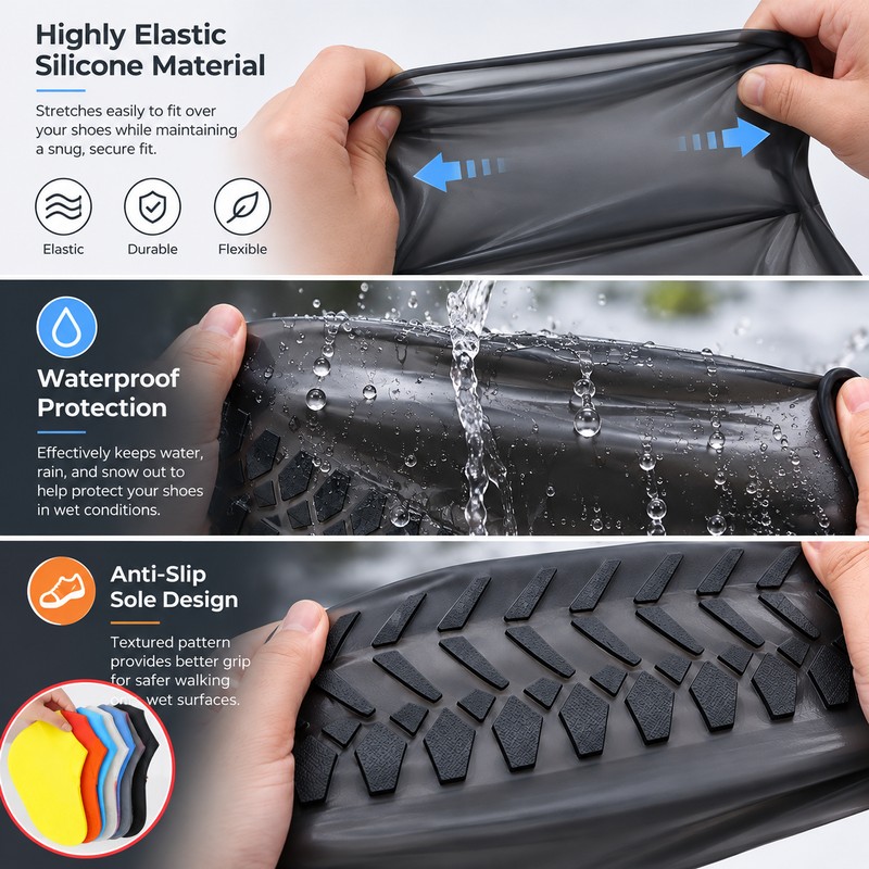 2-4 Pairs Silicone Shoe Covers for Rain & Snow –