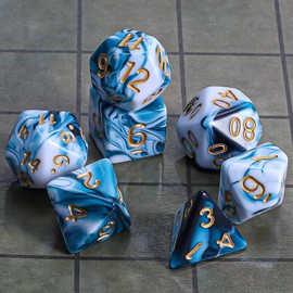 CiaraQ DND Polyhedral Dice Set with a Black Dice Bag for D&D RPG MTG Role Playing Table Games