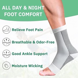 Gcbiger 4 Pairs Plantar Fasciitis Socks for Women Men Neuropathy Socks Ankle Compression Socks Ankle Support Brace Wide Calf Compression Socks for Flying, Running (Black, XXL)