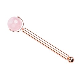Vaguelly Natural Pink Jade Face Roller Skin Care Massage Tool for Puffiness Relief Lightweight Portable Facial Massager for Redness Smooth Comfortable Design for Travel and Daily Use