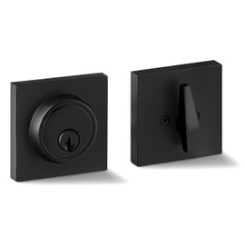 Berlin Modisch Single Cylinder Deadbolt Lock Slim Square for Front Door Modern Contemporary High Security Heavy Duty – Iron Black Finish