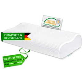 EcoSchlaf® Replacement Cover for Orthopaedic Pillow 2024 Premium Neck Support Pillow - Certified - [Suitable for All Pillows of This Shape and Size] Made of Bamboo Fibre - Soft & Cuddly