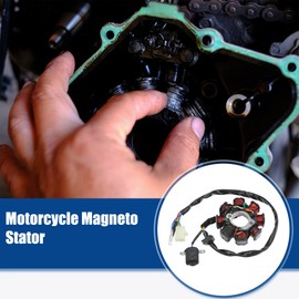 ACROPIX 5 Wires 8 Pole AC Motorcycle Magneto Stator Plate Ignition Coil for 50cc 80cc GY6 Engine for ATV Scooter Go-Kart UTV Mini-Bike Black - Pack of 1